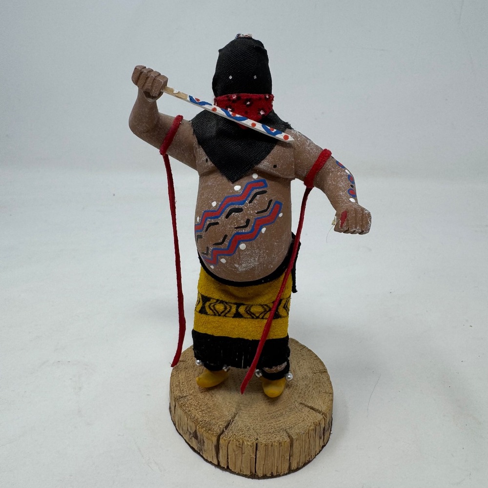 Apache Crown Dancer Hand Carved Wood Folk Art Figure NMB Signed 6 Inch